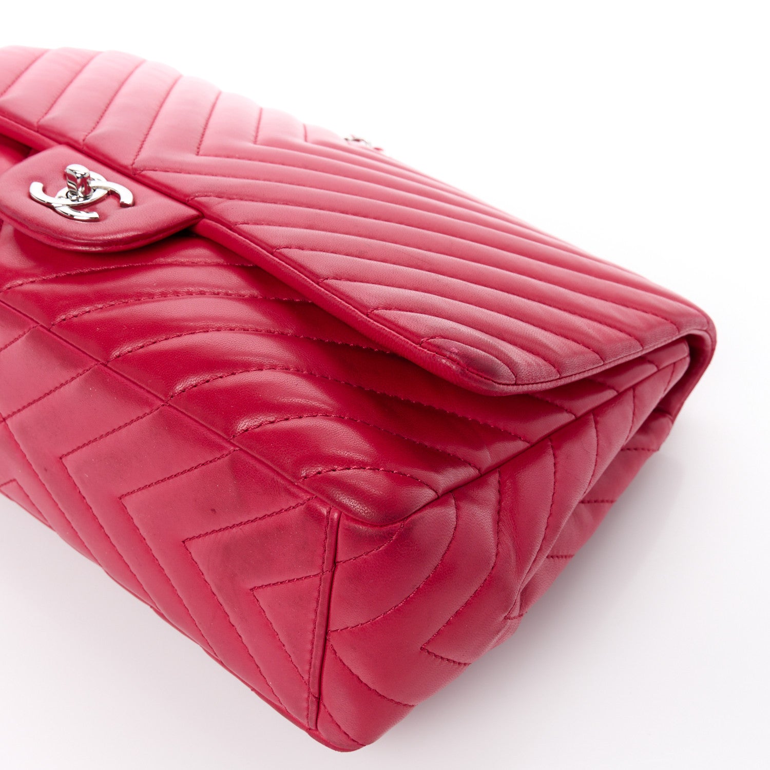 Chanel Lambskin Chevron Quilted Maxi Single Flap Red 16 of 17