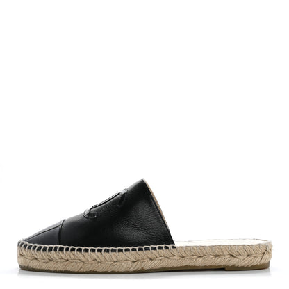 Chanel Iridescent Goatskin Patent CC Espadrille Mules 38 Black 1 of 11