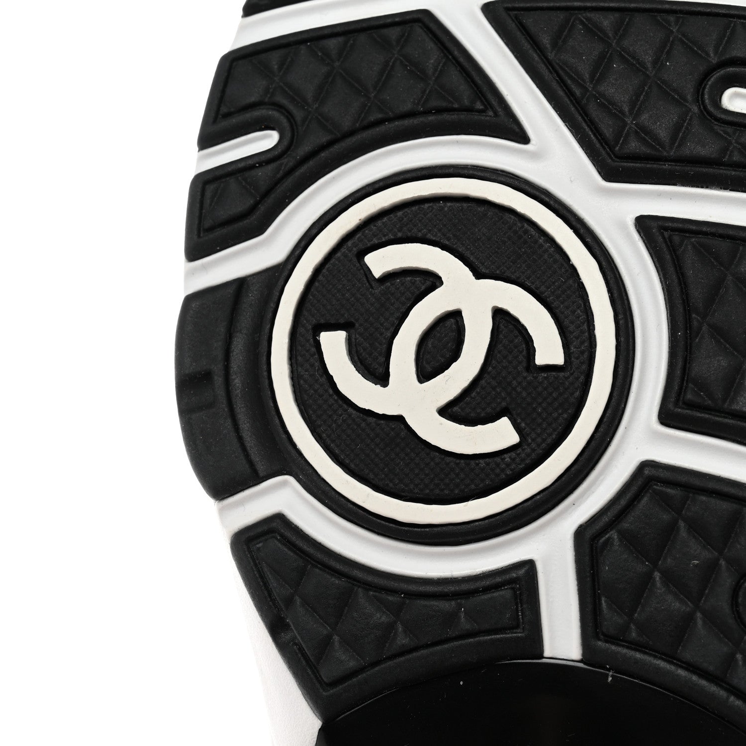 Chanel Mesh Suede Calfskin Grained Calfskin Womens CC Sneakers 36.5 White Black 8 of 9
