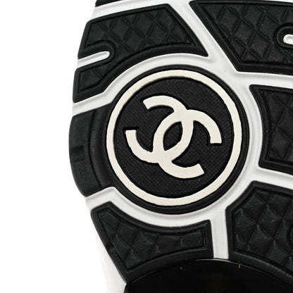 Chanel Mesh Suede Calfskin Grained Calfskin Womens CC Sneakers 36.5 White Black 8 of 9