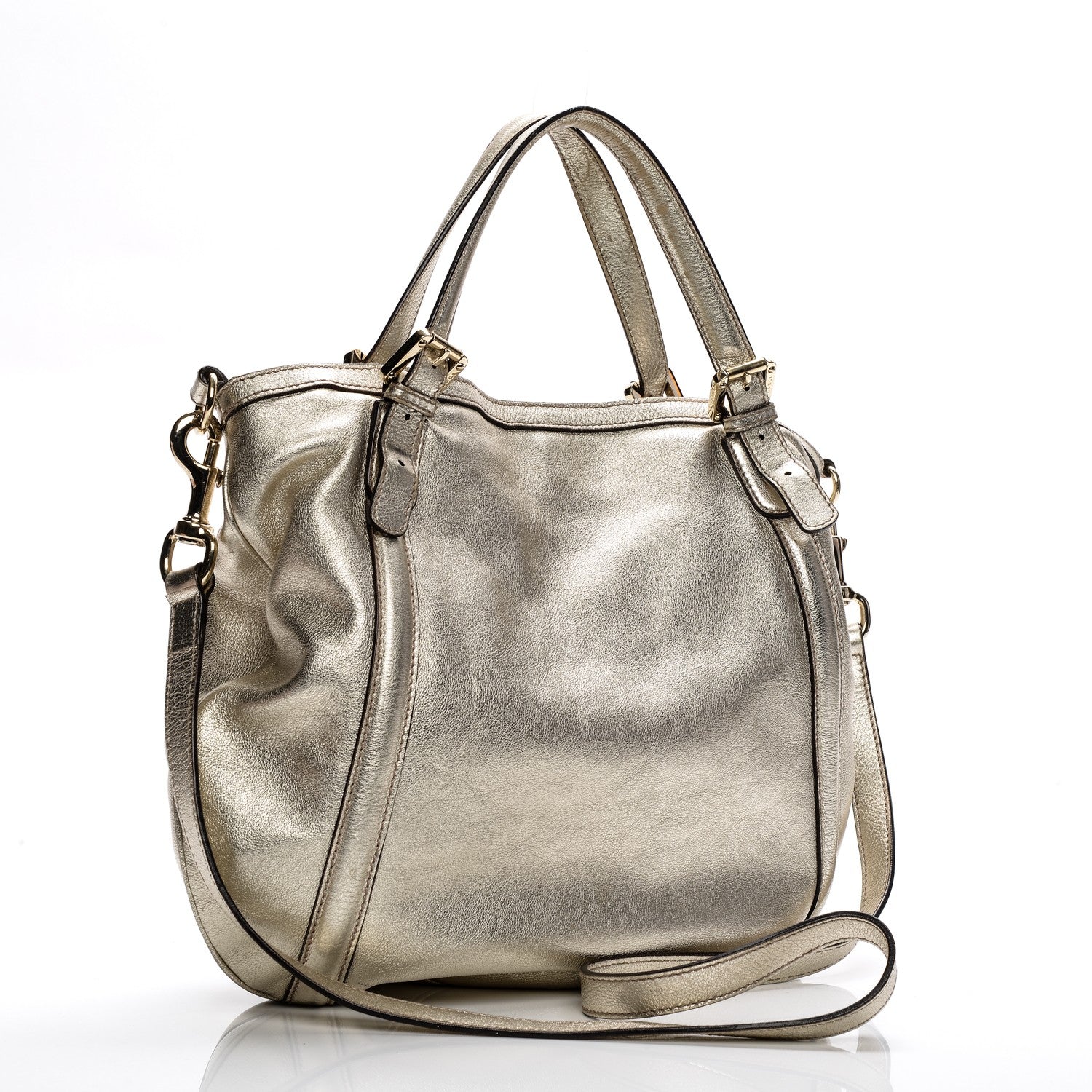Gucci Metallic Calfskin Medium Britt Tote Gold 3 of 11