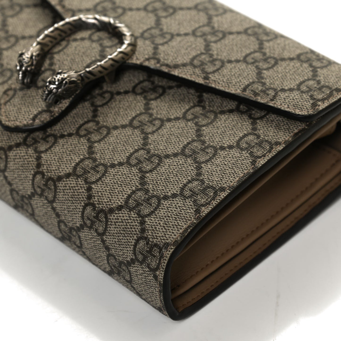 GG Supreme Monogram Mini Dionysus Chain Wallet Beige Taupe