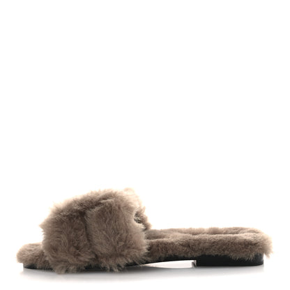 Hermes Woolskin Oran Sandals 37 Etoupe 1 of 10