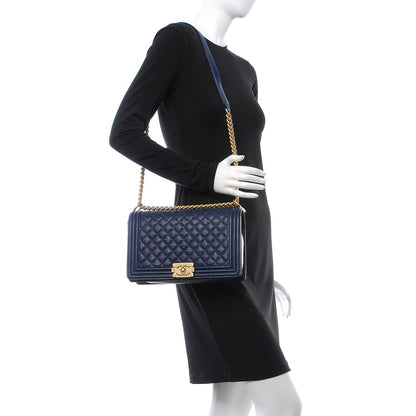 Chanel Caviar Quilted New Medium Boy Flap Navy 2 of 8