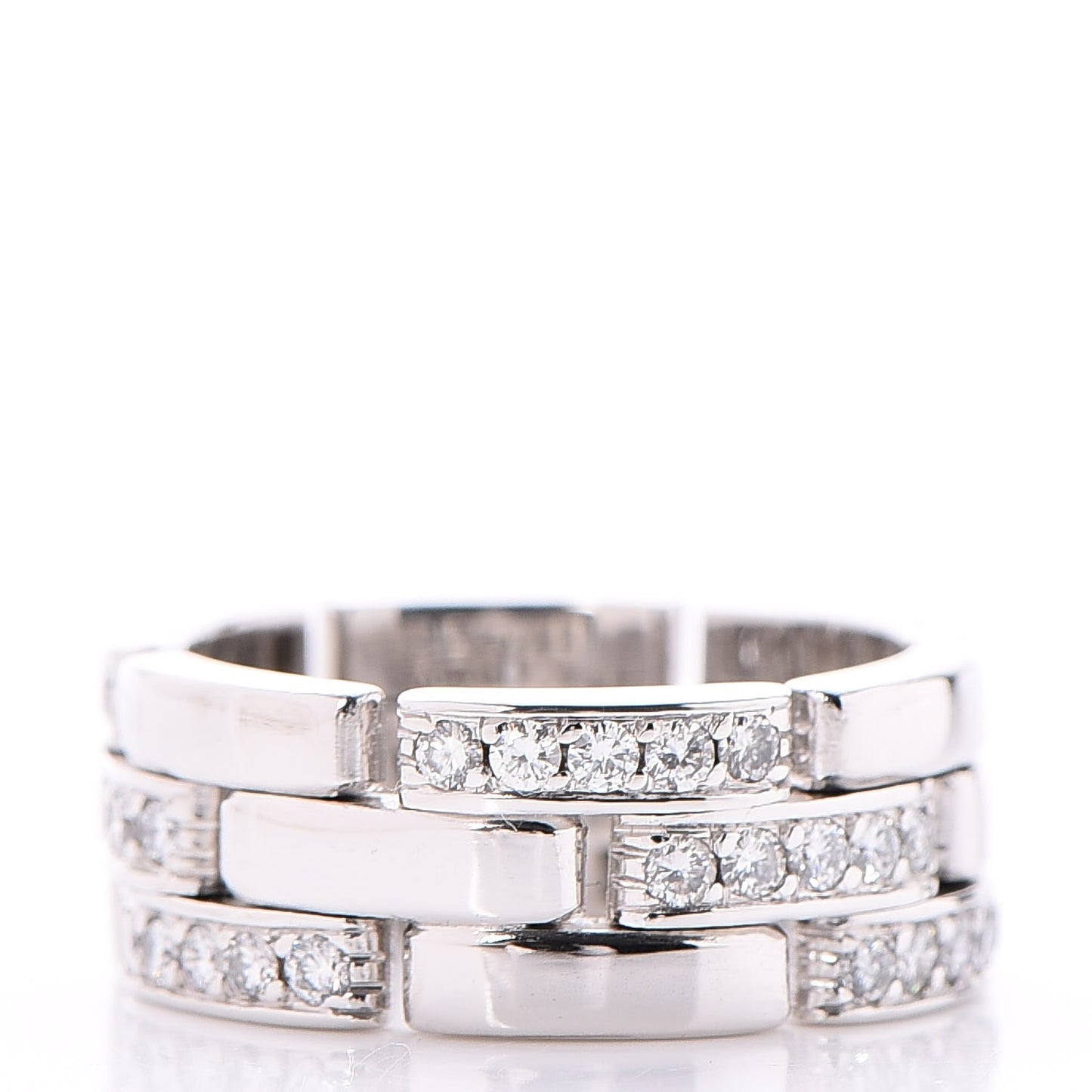 18K White Gold Diamond Maillon Panthere Ring 53 6.25
