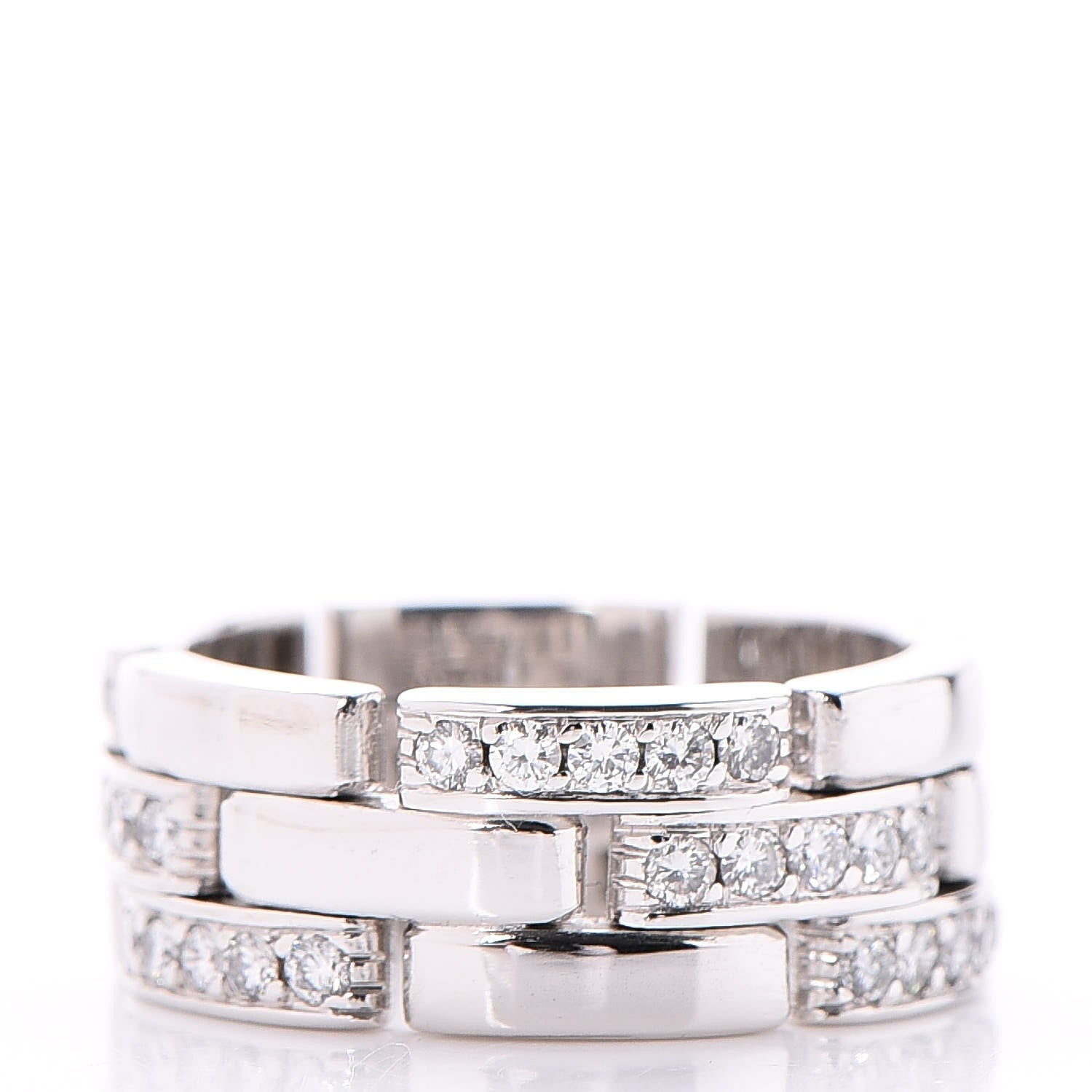 Cartier 18K White Gold Diamond Maillon Panthere Ring 53 6.25 3 of 5