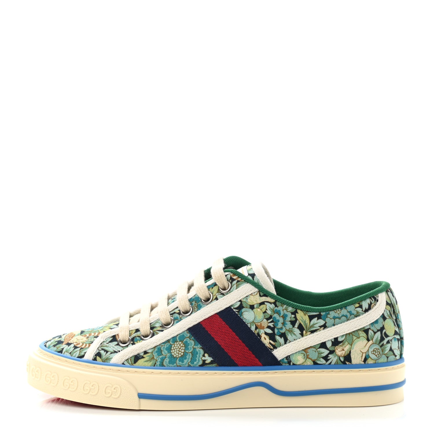 Gucci X LIBERTY OF LONDON Canvas Web Floral Print Womens 1977 Tennis Sneakers 36.5 Carta Acquamarine Navy Mystic White 1 of 8