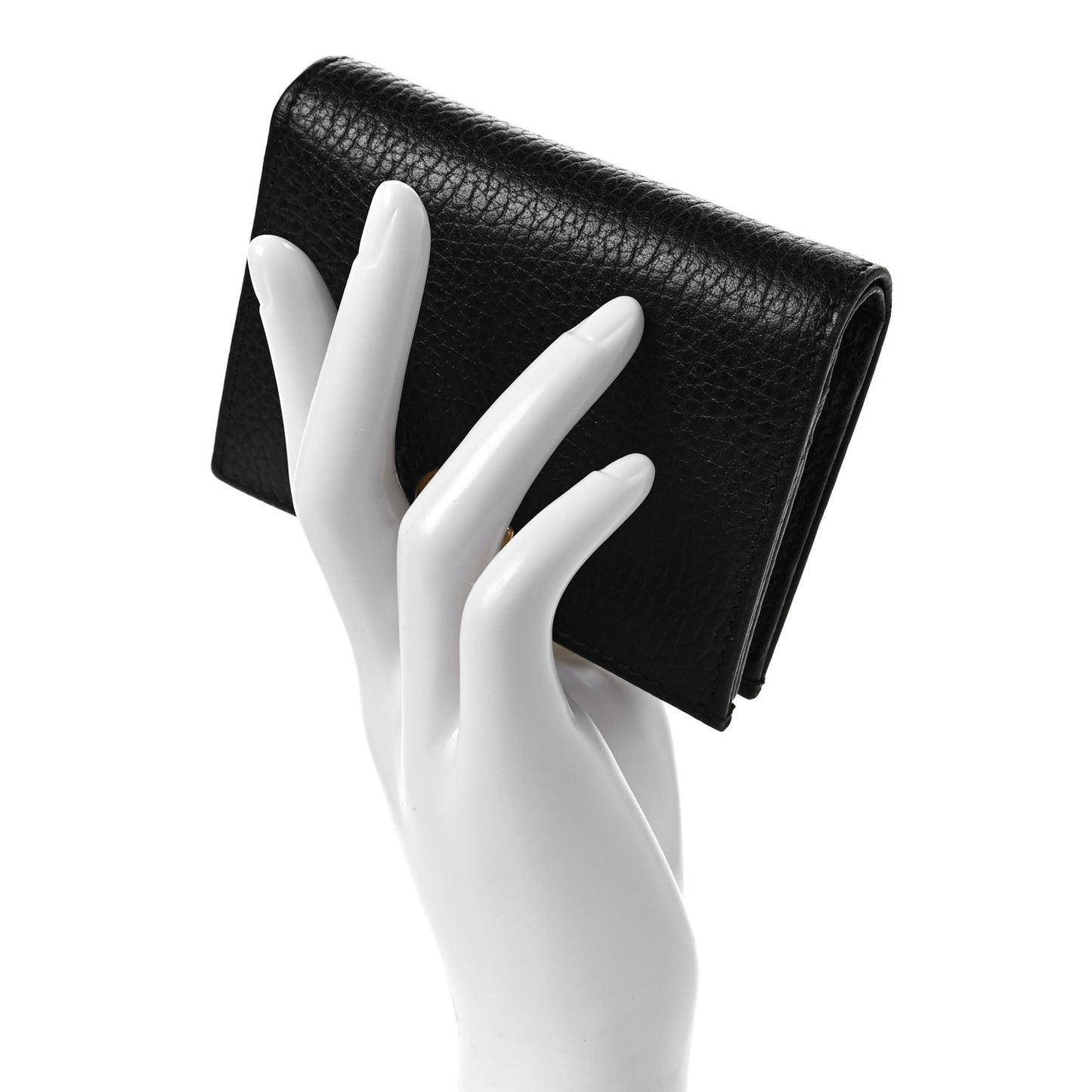 Pebbled Calfskin GG Marmont Card Case Black