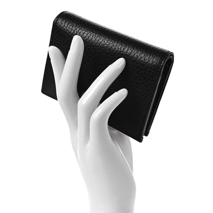 Gucci Pebbled Calfskin GG Marmont Card Case Black 2 of 7