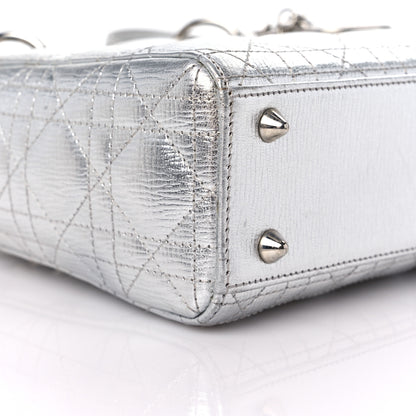 Christian Dior Metallic Grained Calfskin Cannage Small Lucky Badges My Lady Dior Silver 7 of 13