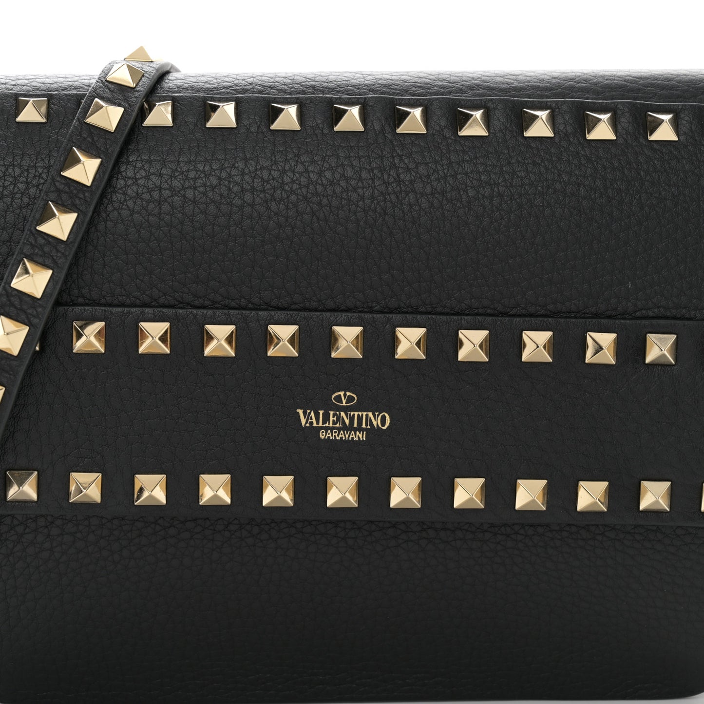 Vitello Rockstud Side Slip Crossbody Black