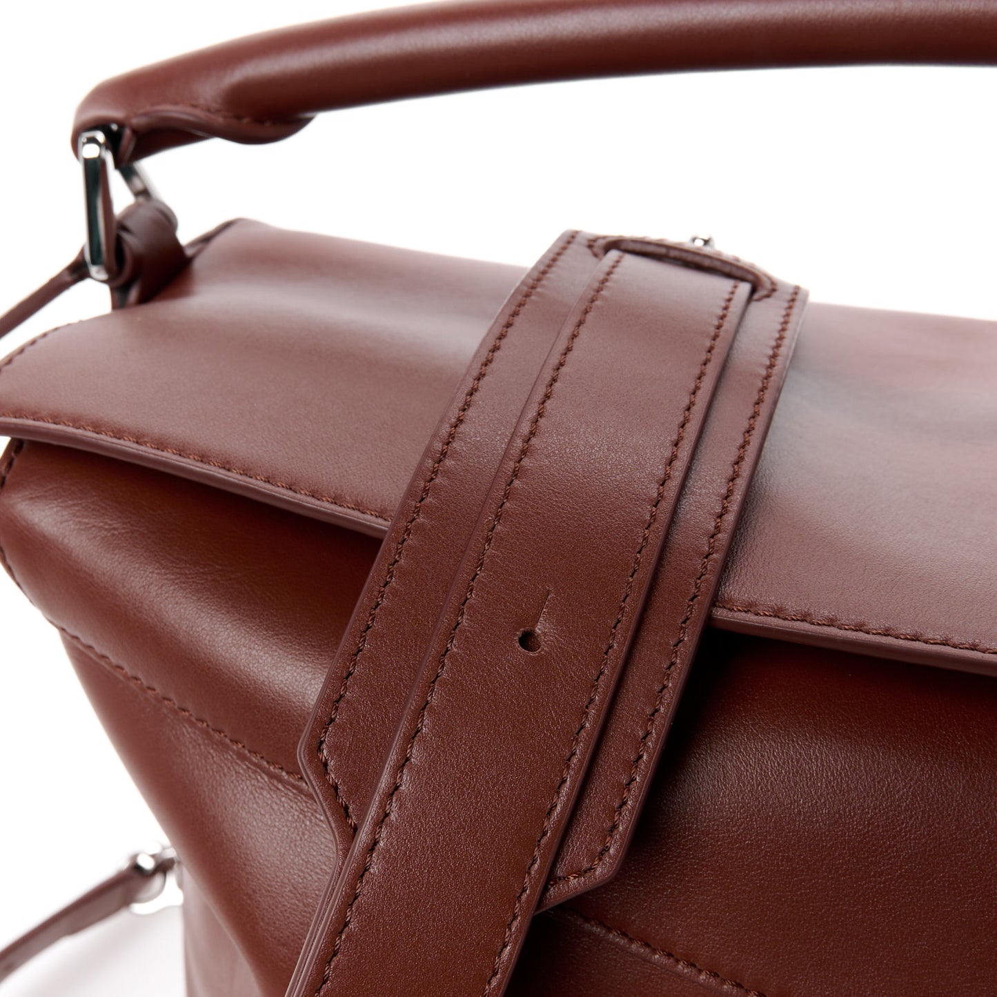 Shiny Calfskin Large Puzzle Bag Brownie