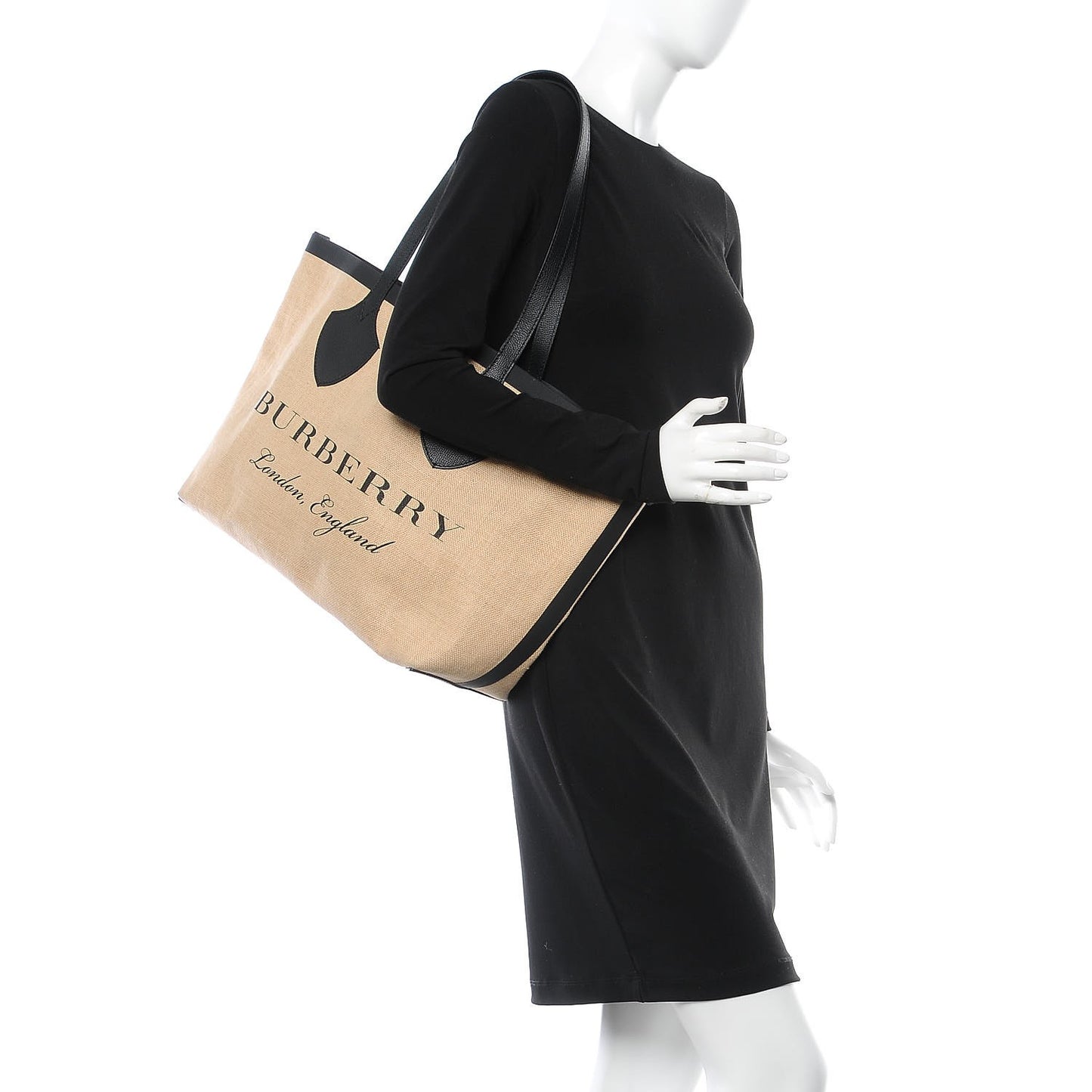 Raffia Logo Print Medium The Giant Reversible Tote Black
