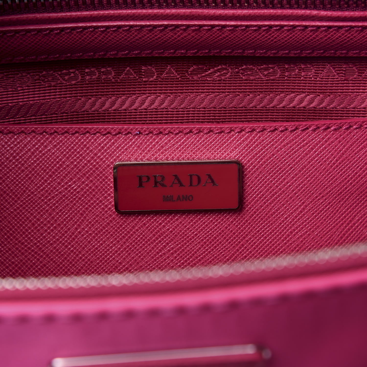 Prada Saffiano Nylon Tessuto Stitched Small Galleria Double Zip Tote Fuxia 5 of 8