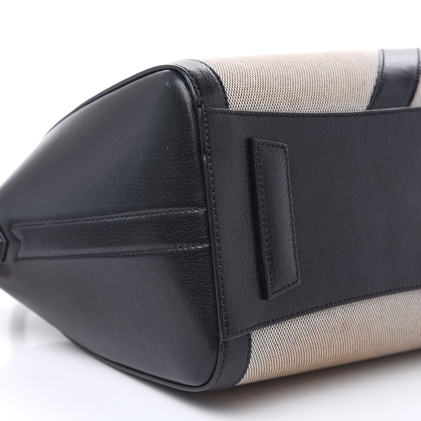Canvas Sugar Goatskin Striped Small Antigona Black