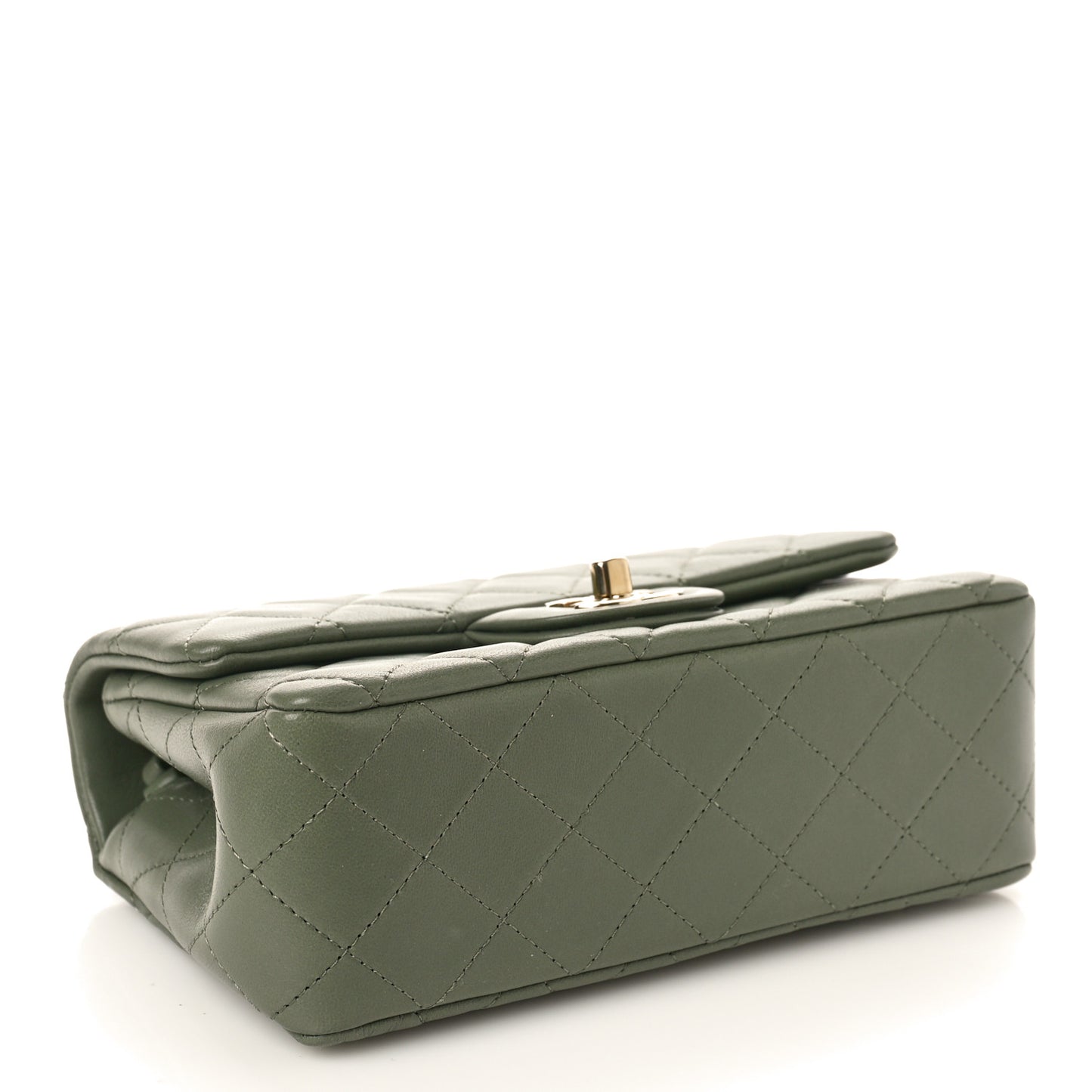 Lambskin Quilted Mini Rectangular Flap Green