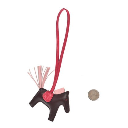Hermes Milo Lambskin Matte Alligator Touch Grigri Rodeo Horse Bag Charm PM Rouge Sellier Framboise Rose Sakura 2 of 4