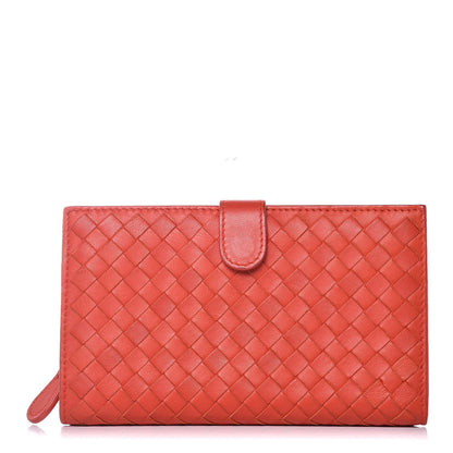Bottega Veneta Nappa Intrecciato Continental Snap Wallet Corniola 1 of 12