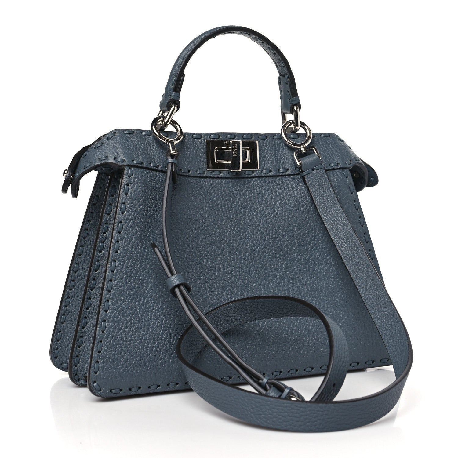 Fendi Cuoio Romano Selleria Chamois Small Peekaboo I SEE U Satchel Asfalto 3 of 11