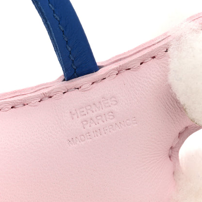 Hermes Milo Lambskin Shearling Budy Charm Rose Darling Bleu France 3 of 4