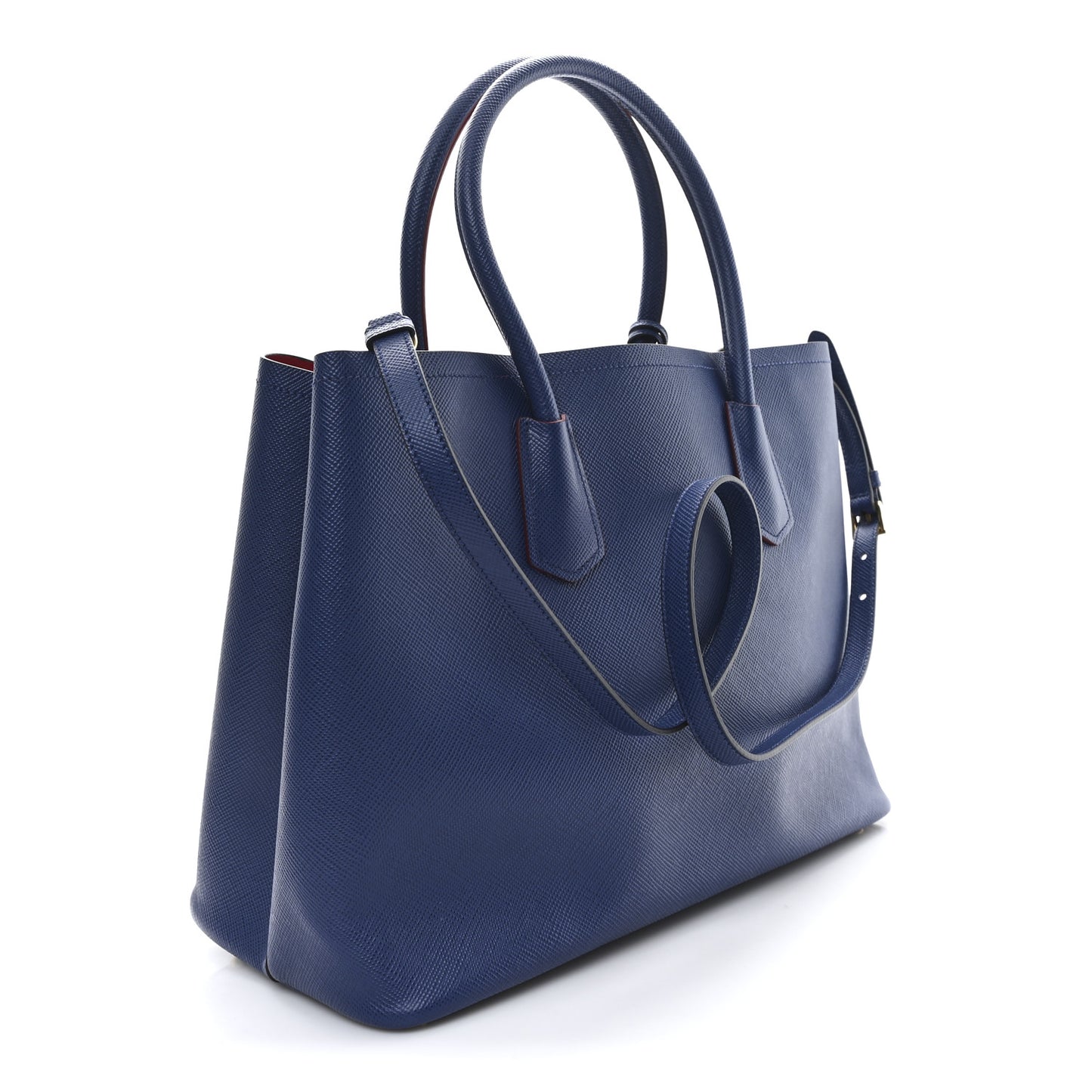 Saffiano Cuir Large Double Bag Bluette