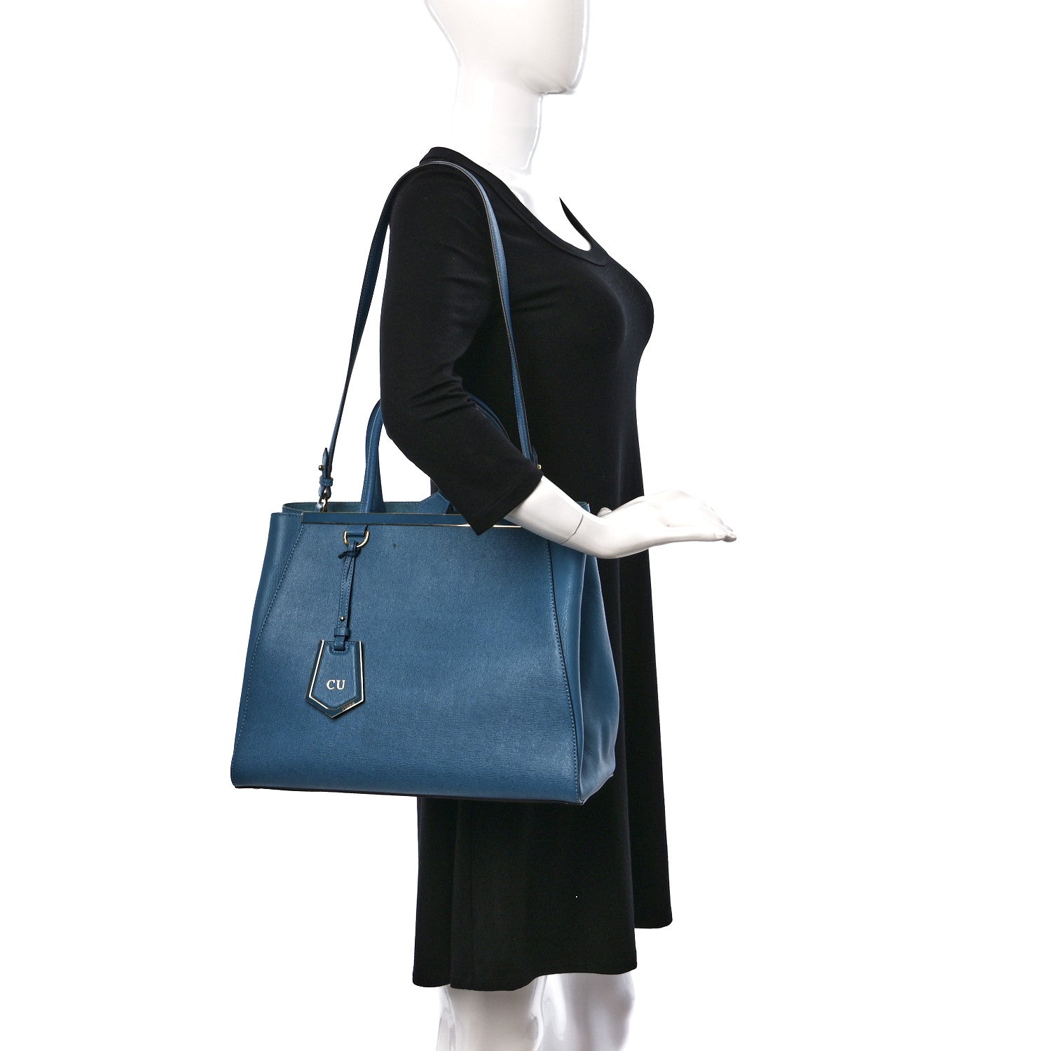 Fendi Vitello Elite Regular 2Jours Tote Blue Cobalto 2 of 12
