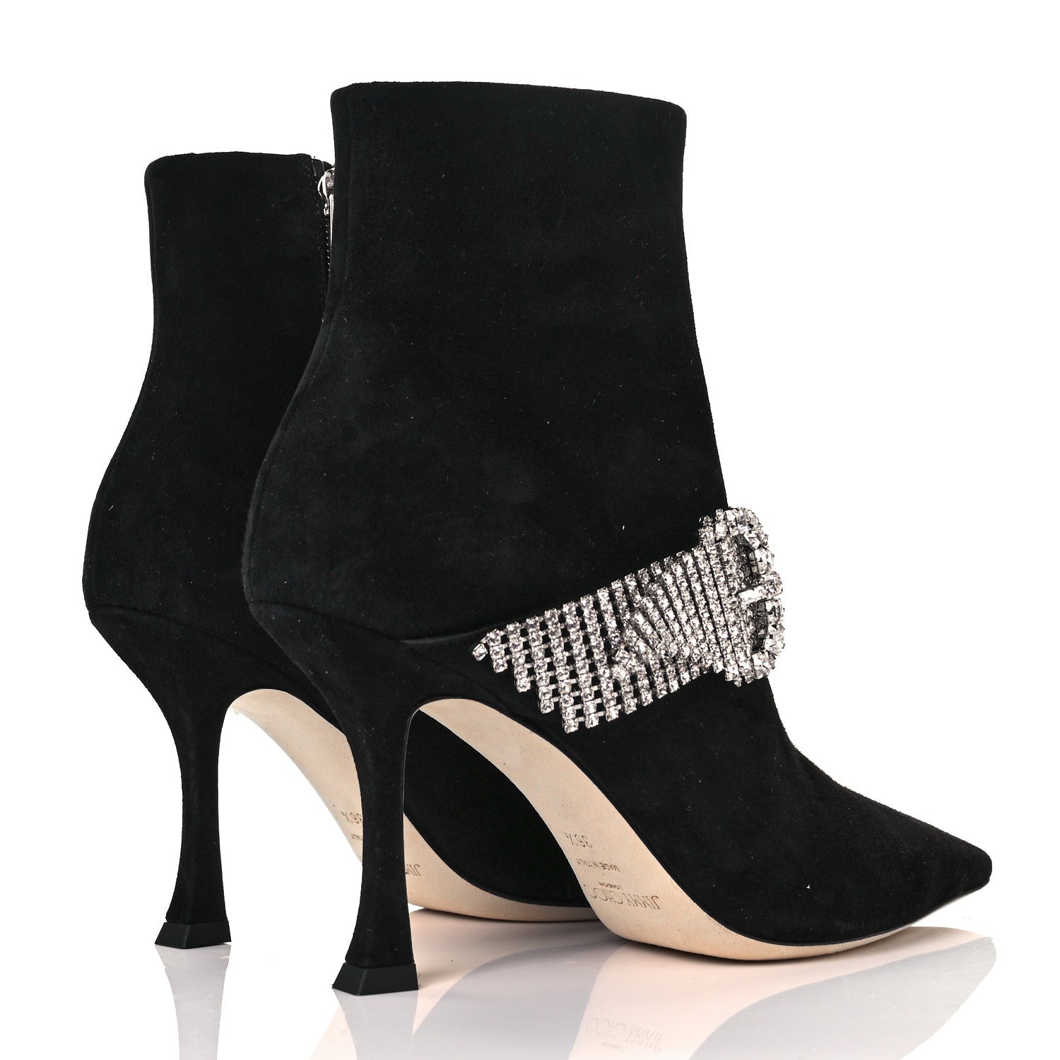 Jimmy Choo Suede Crystal Kaza 90 Booties 36.5 Black 4 of 9