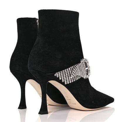 Jimmy Choo Suede Crystal Kaza 90 Booties 36.5 Black 4 of 9