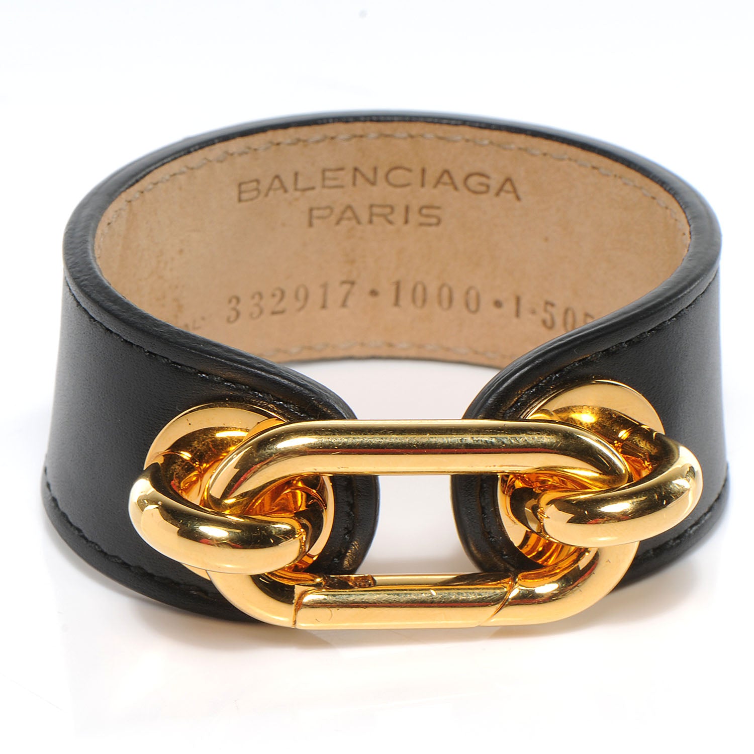 Balenciaga Leather Gold Mallian Cuff Black 1 of 4