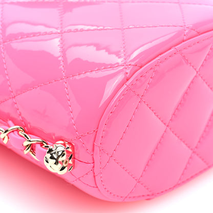 Chanel Patent Quilted CC Vani-Tea Case With Chain Neon Pink 9 of 10