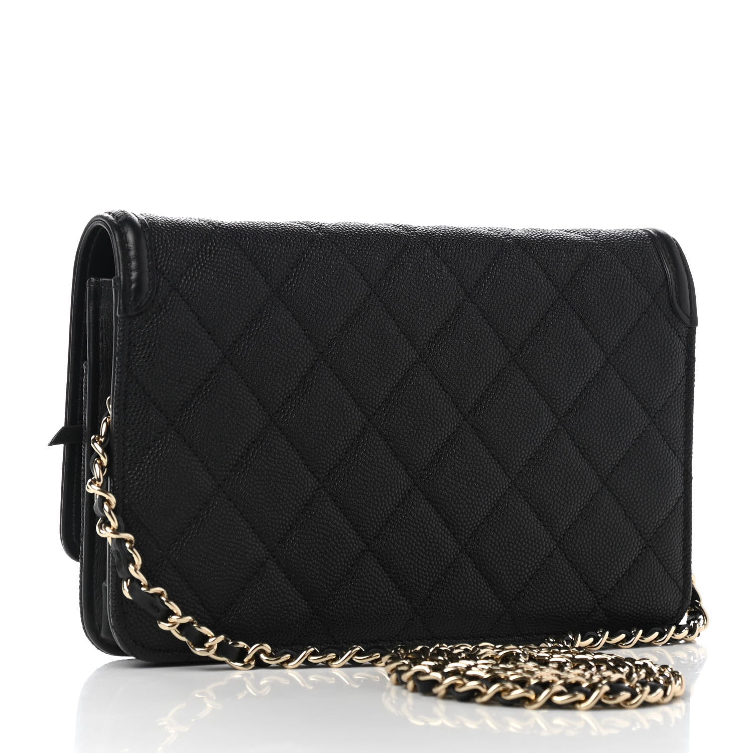 Chanel Caviar Quilted CC Filigree Wallet On Chain WOC Black 4 of 14