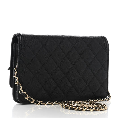 Chanel Caviar Quilted CC Filigree Wallet On Chain WOC Black 4 of 14