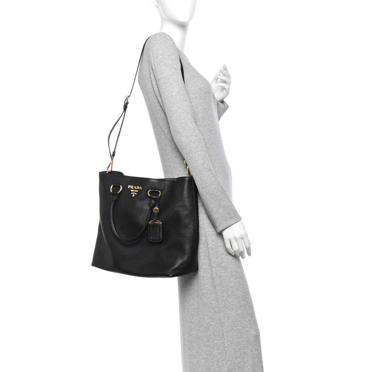 Prada Vitello Daino Shopping Tote Black 2 of 11