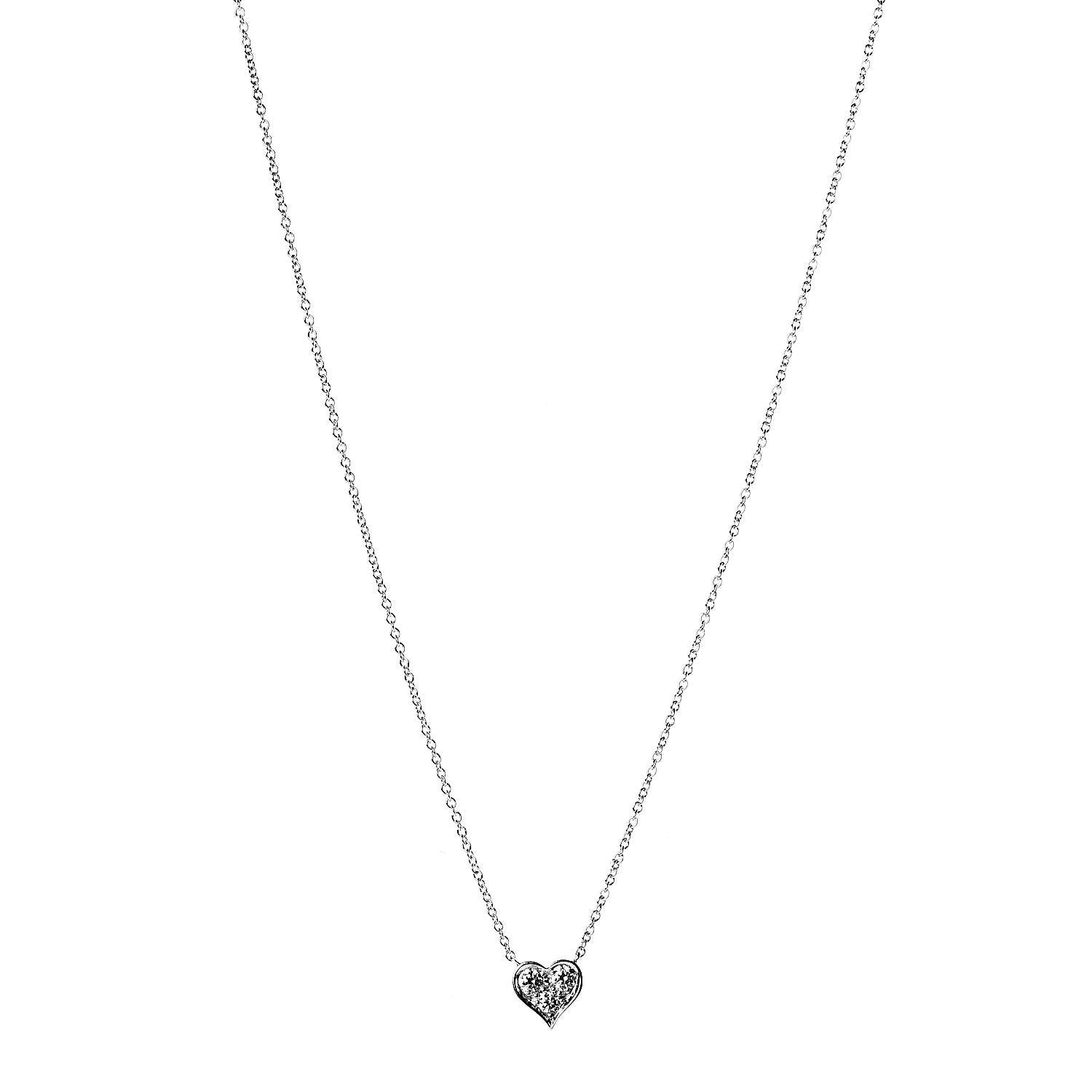 Tiffany Platinum Diamond Heart Pendant Necklace 1 of 6