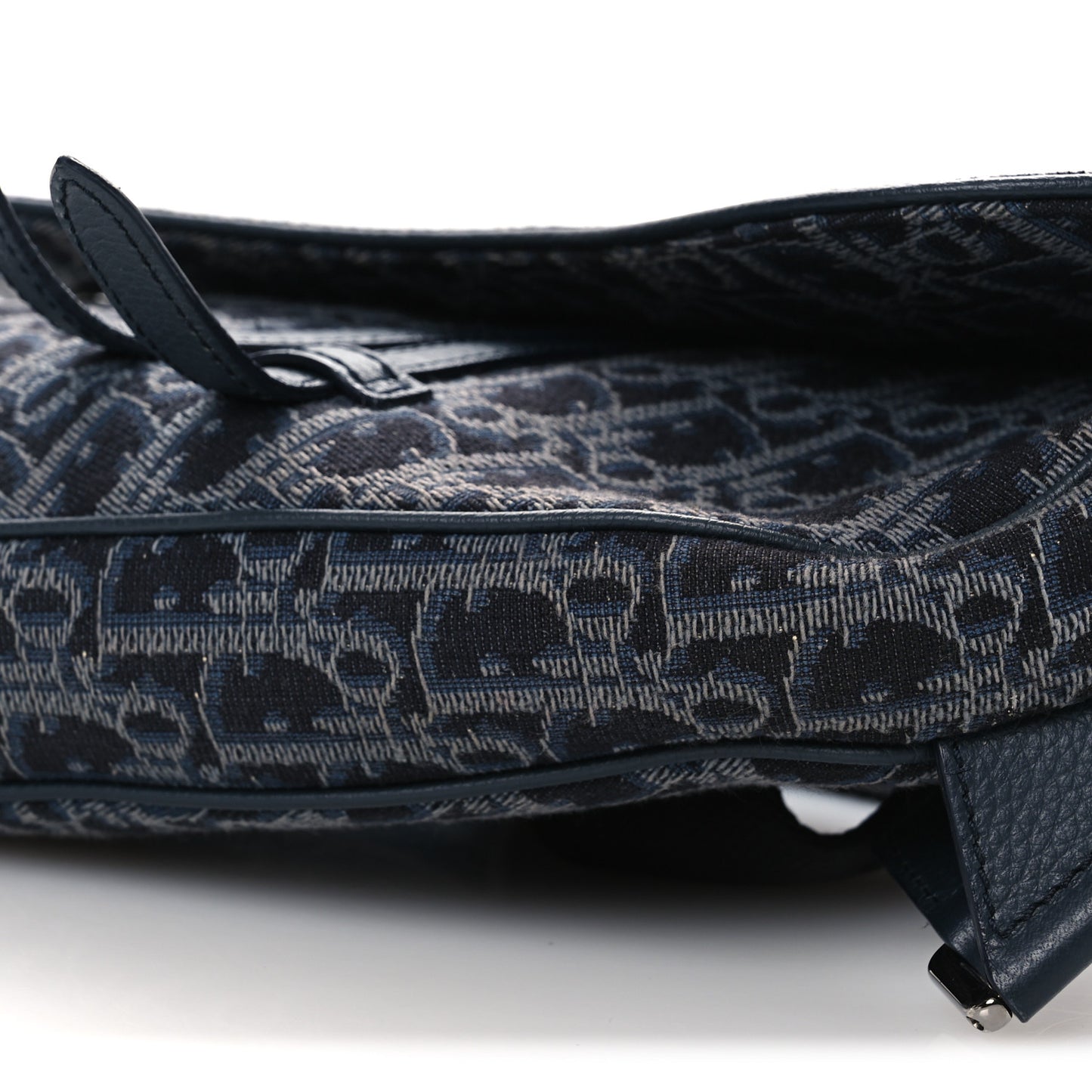 Grained Calfskin Oblique Mens Saddle Bag Black Black Blue