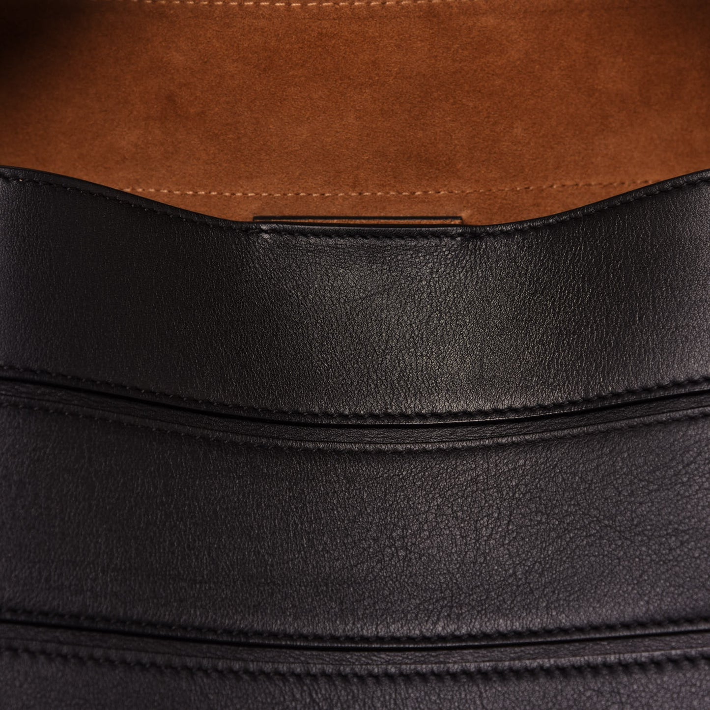 Calfskin Strip Shoulder Bag Black
