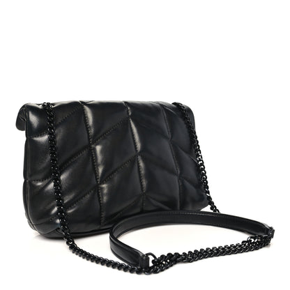 Saint Laurent Lambskin Quilted Toy Loulou Puffer Monogram Monochrome Chain Satchel Black 3 of 11