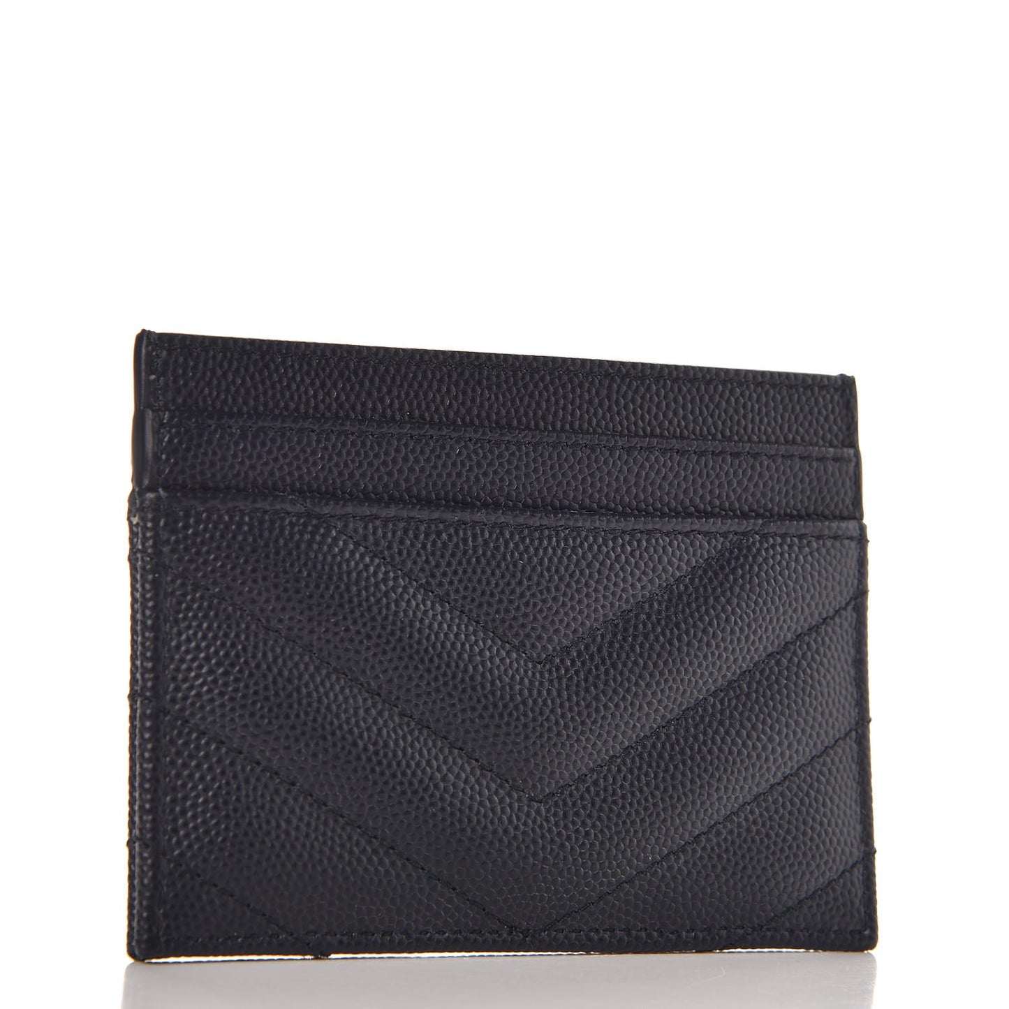 Grain De Poudre Matelasse Monogram Chevron Credit Card Case Deep Marine
