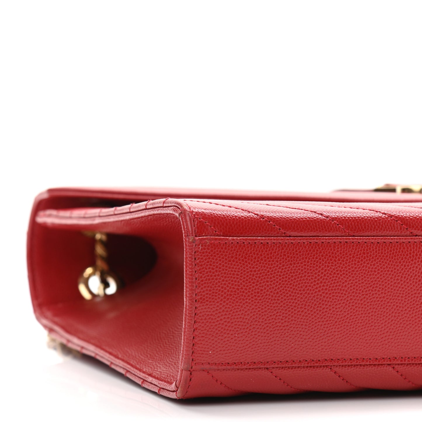 Grain De Poudre Matelasse Chevron Large Monogram Satchel Lipstick Red