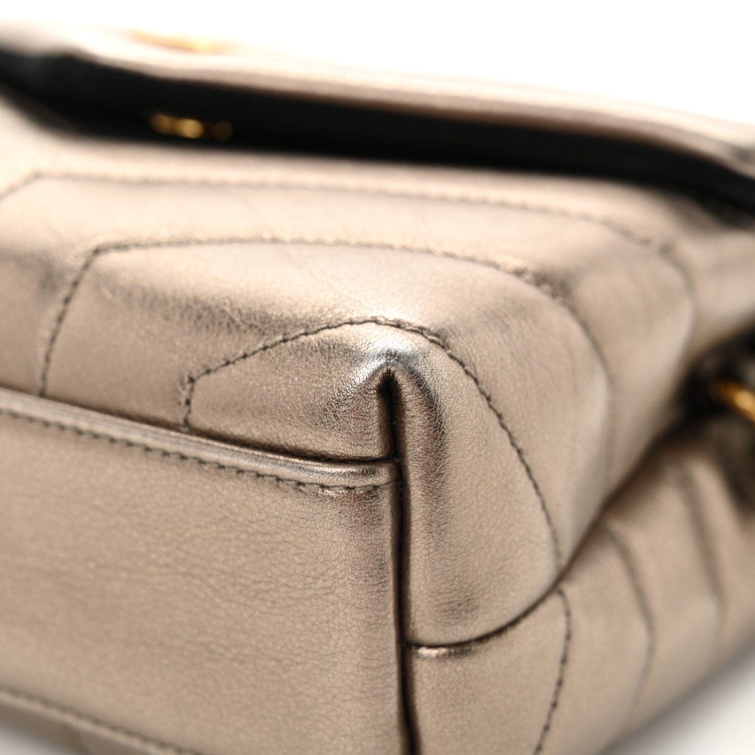 Saint Laurent Metallic Calfskin Y Quilted Monogram Toy Loulou Crossbody Bag Piombo 11 of 12