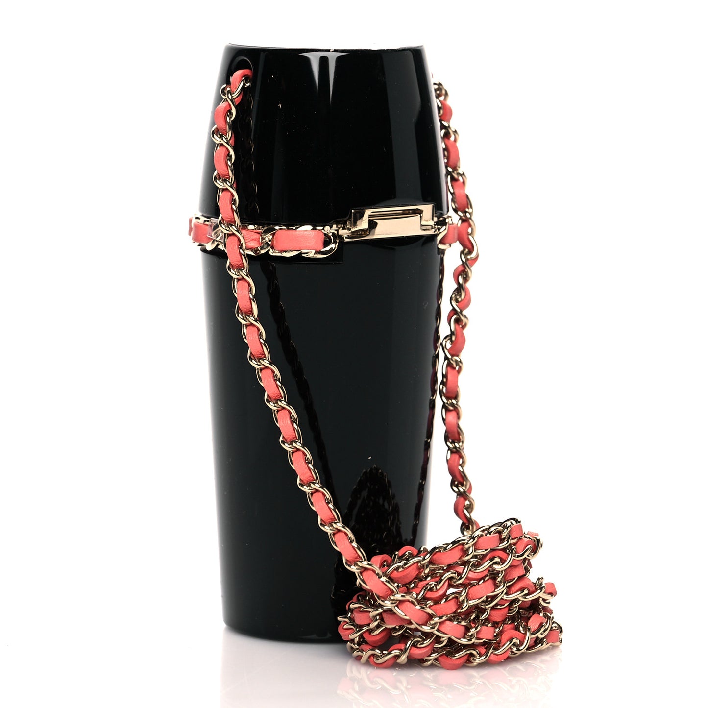 Lucite Lipstick Case On Chain Black Pink