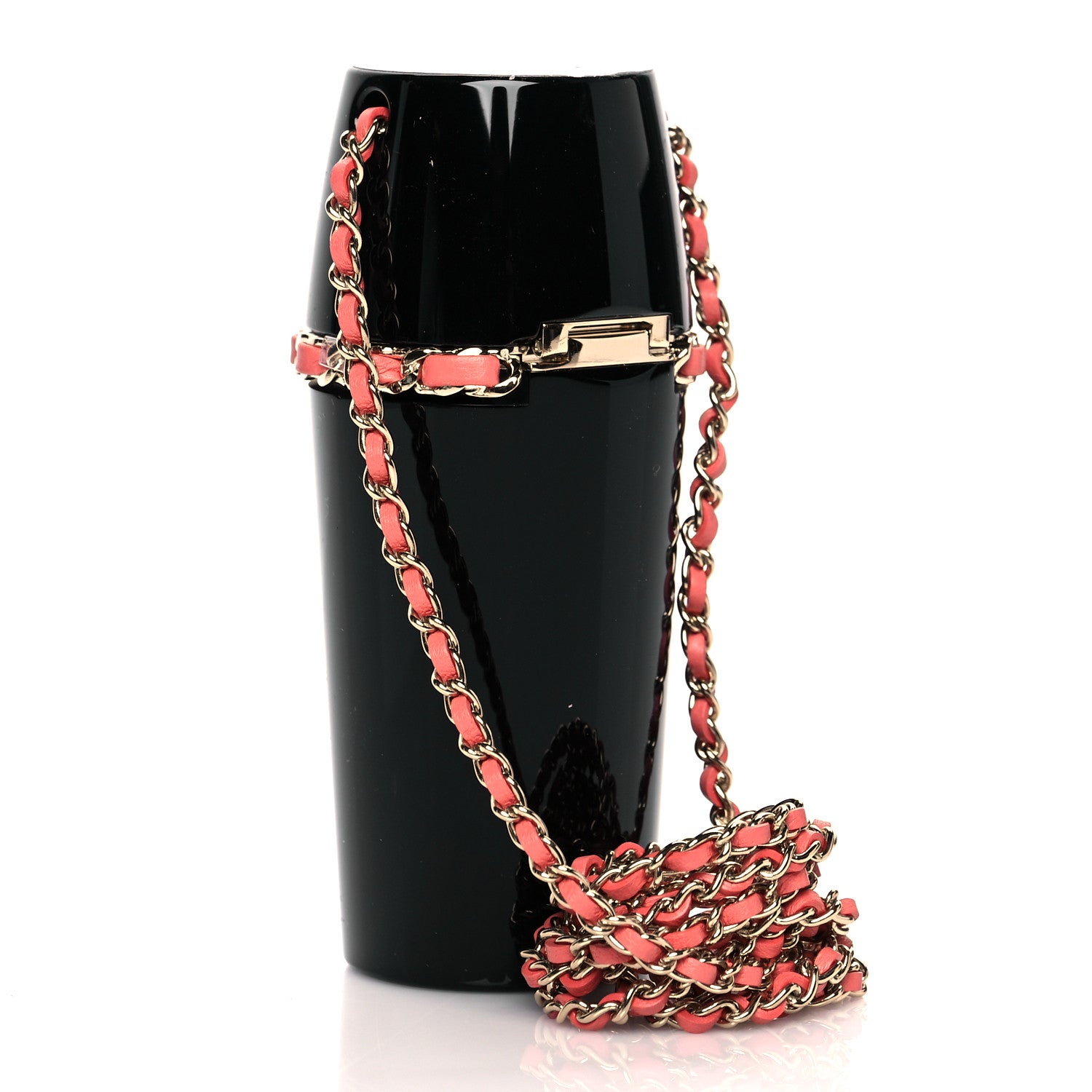 Chanel Lucite Lipstick Case On Chain Black Pink 2 of 8
