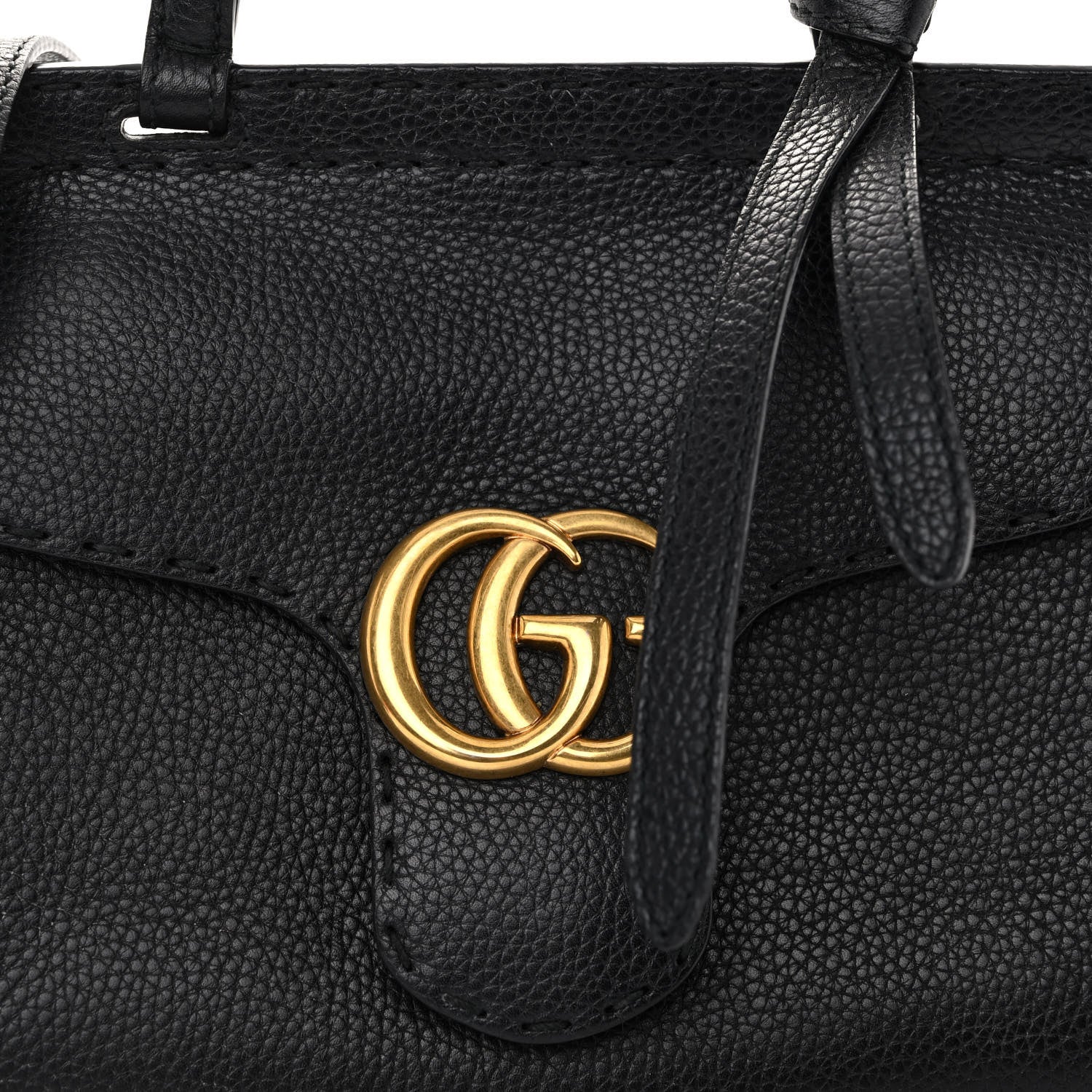 Gucci Calfskin Small GG Marmont Top Handle Bag Black 6 of 9