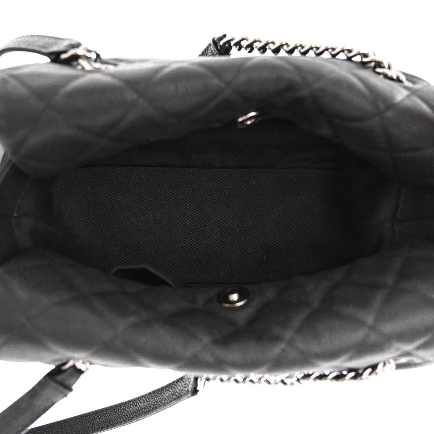 Iridescent Caviar Quilted Lady Pearly Tote Black