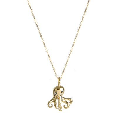 Tiffany 18K Yellow Gold Diamond Octopus Charm Pendant Necklace 1 of 6