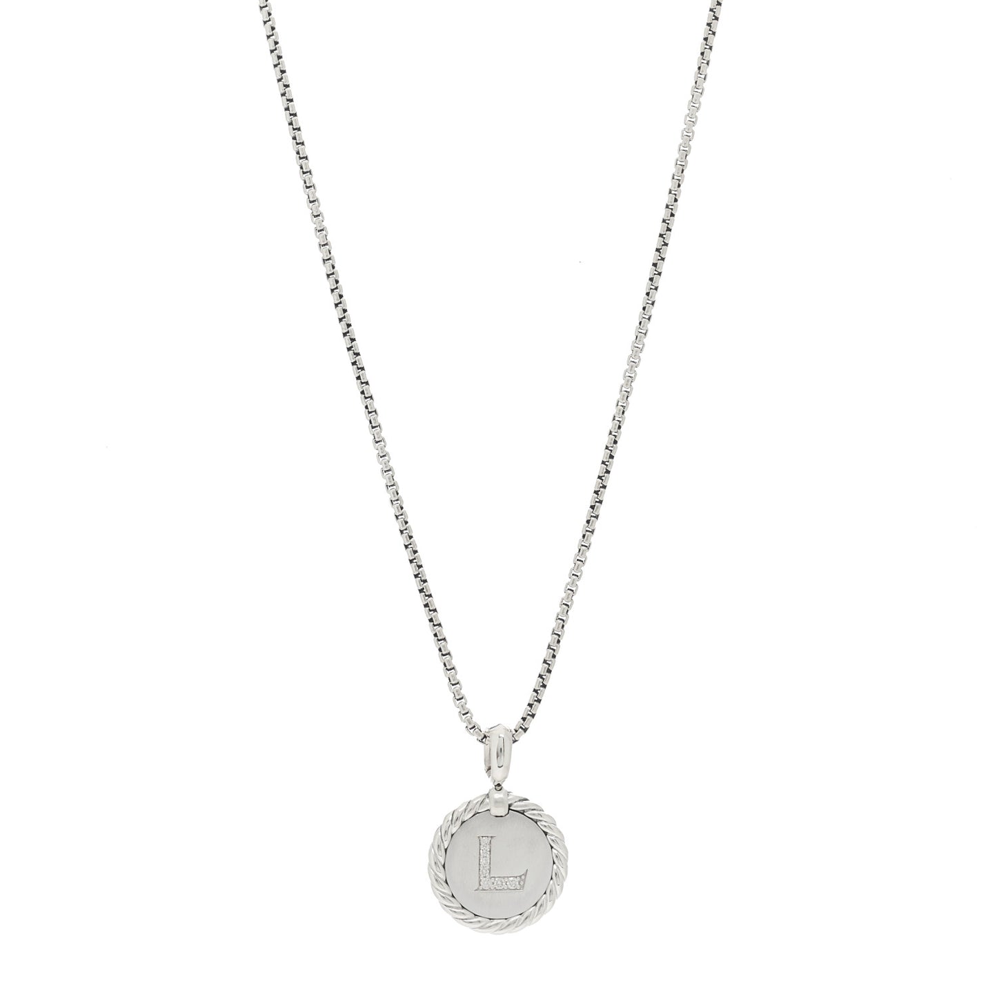 Sterling Silver Diamond Initial L Charm Necklace
