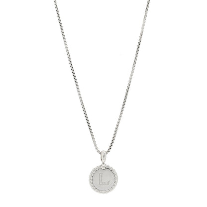 David Yurman Sterling Silver Diamond Initial L Charm Necklace 1 of 4