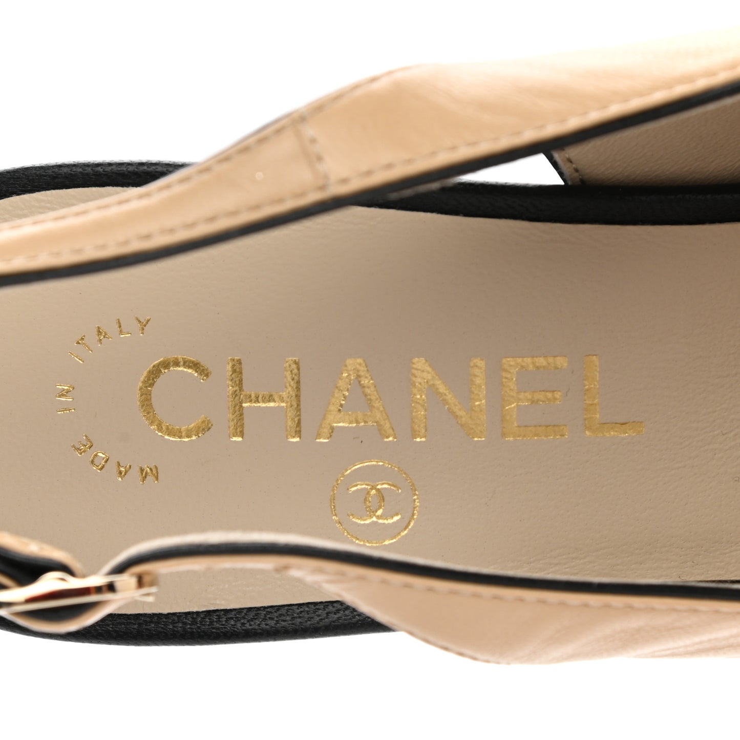 Lambskin Cap Toe CC Slingback Pumps 39.5 Beige Black
