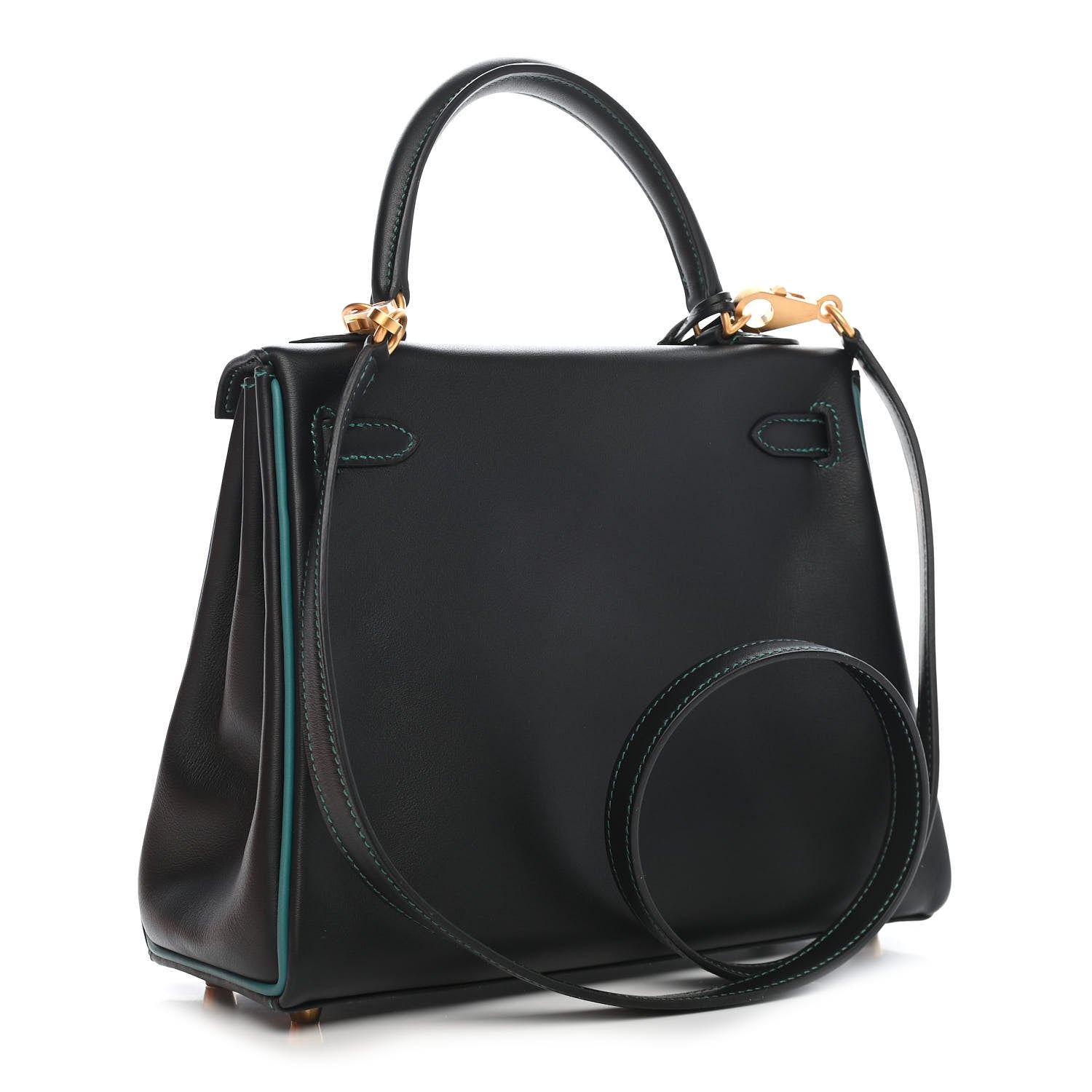 Hermes Swift Horseshoe Kelly Retourne 25 Bleu Indigo Malachite 3 of 8