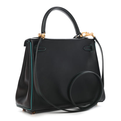 Hermes Swift Horseshoe Kelly Retourne 25 Bleu Indigo Malachite 3 of 8